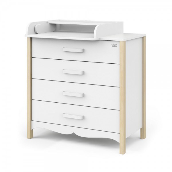 Комод пеленальный детский 4 ящика Атон Felix цвет: натуральный/белый БП-00003548
