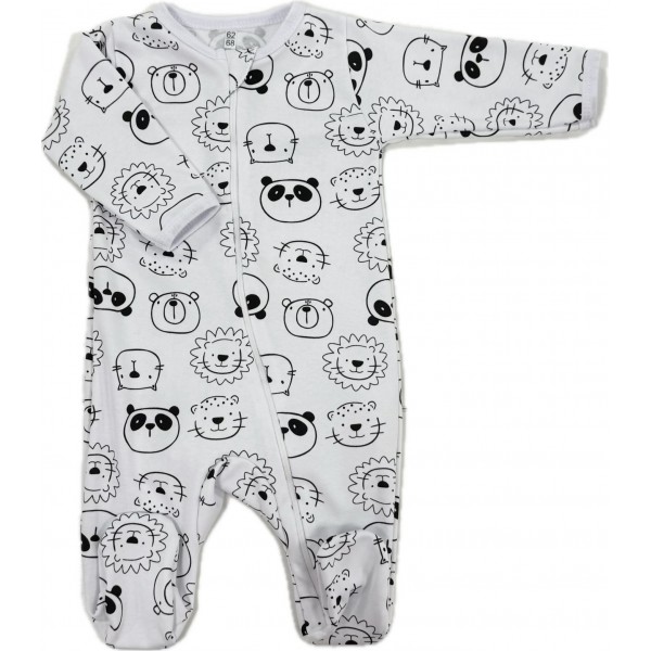 Слип нательный на молнии 62-68 см принт: пандочки и львята Т-125