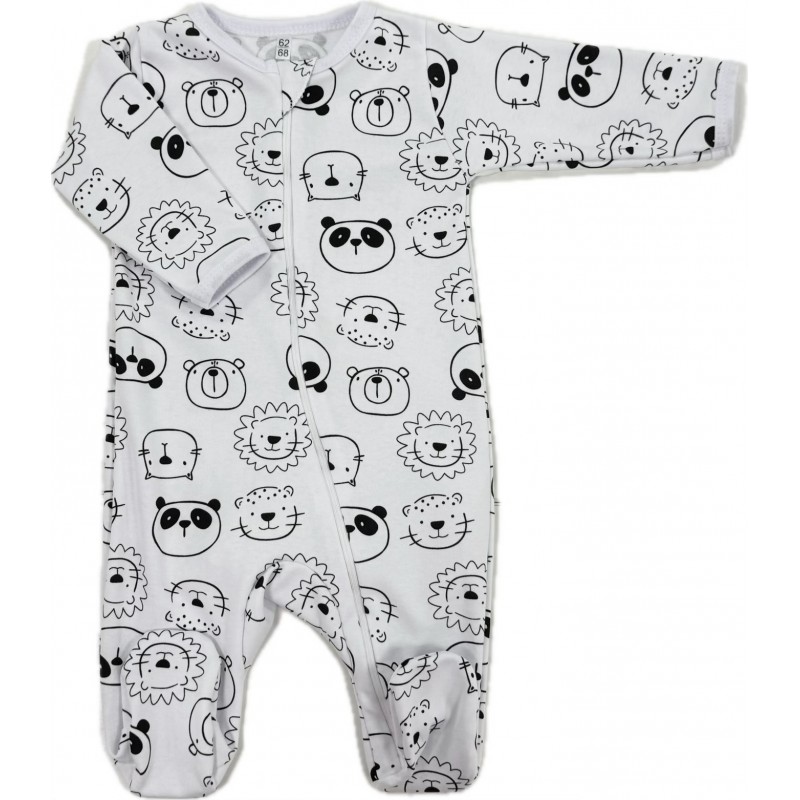 Слип нательный на молнии 62-68 см принт: пандочки и львята Т-125