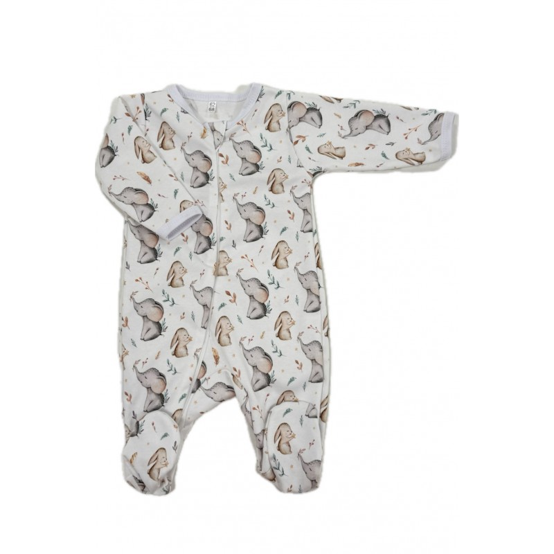 Слип нательный на молнии 62-68 см принт: слоники и зайки Т-125 Слип нательный на молнии 62-68 см принт: слоники и зайки Т-125