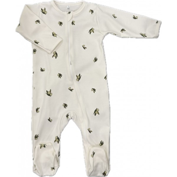 Слип нательный на молнии 74-80 см принт: оливки на молочном Т-125