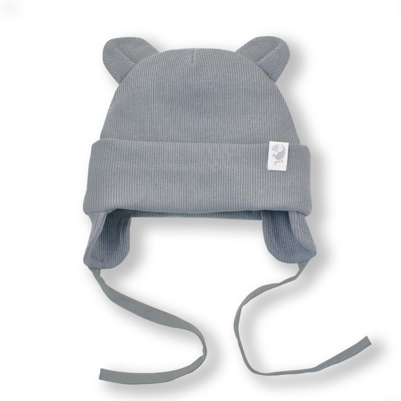 Шапочка из кашкорсе с ушками 36-38 см цвет: серый 6030-13