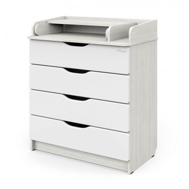 Комод детский пеленальный 4 ящика Атон WOOD Сириус-2 ПВХ цвет: древесина белая 804