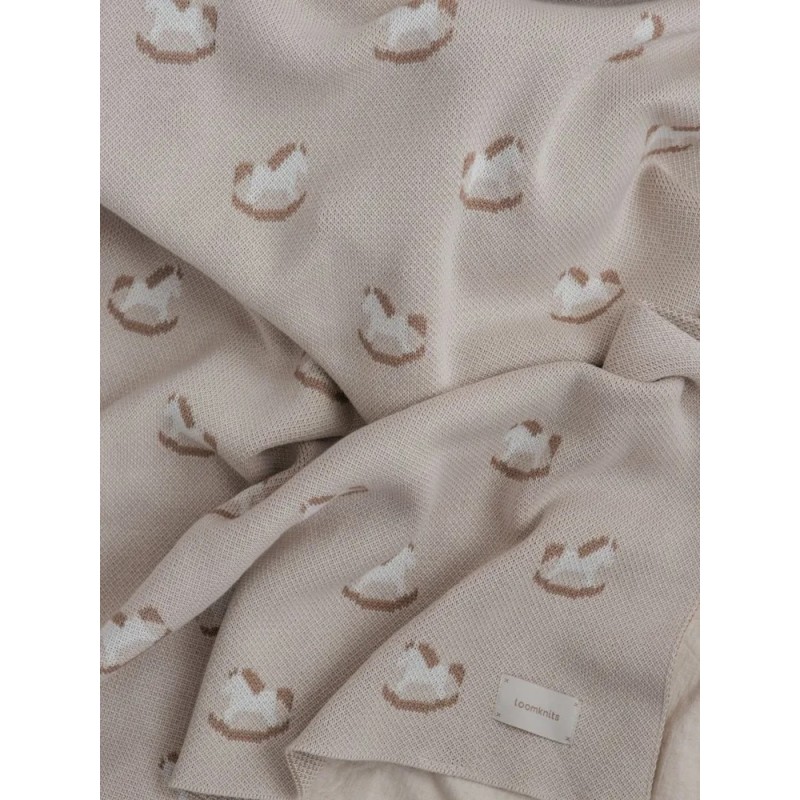 Вязаный детский плед Лошадки цвет: топленое молоко LW23-5002-034-80/120