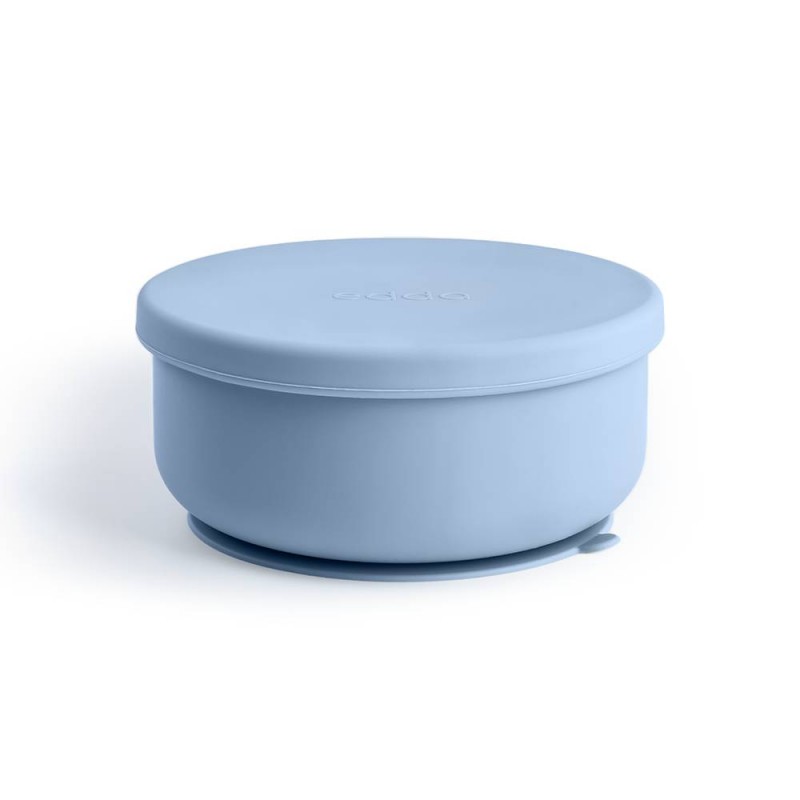Силиконовая миска на присоске с крышкой Edda цвет: небо SBL-01005