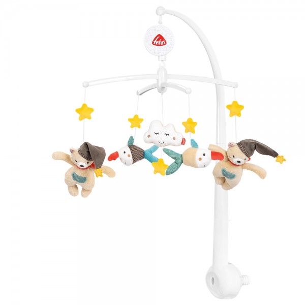 Музыкальный мобиль-каруселька с игрушками Мишка Бруно FEHN 060249