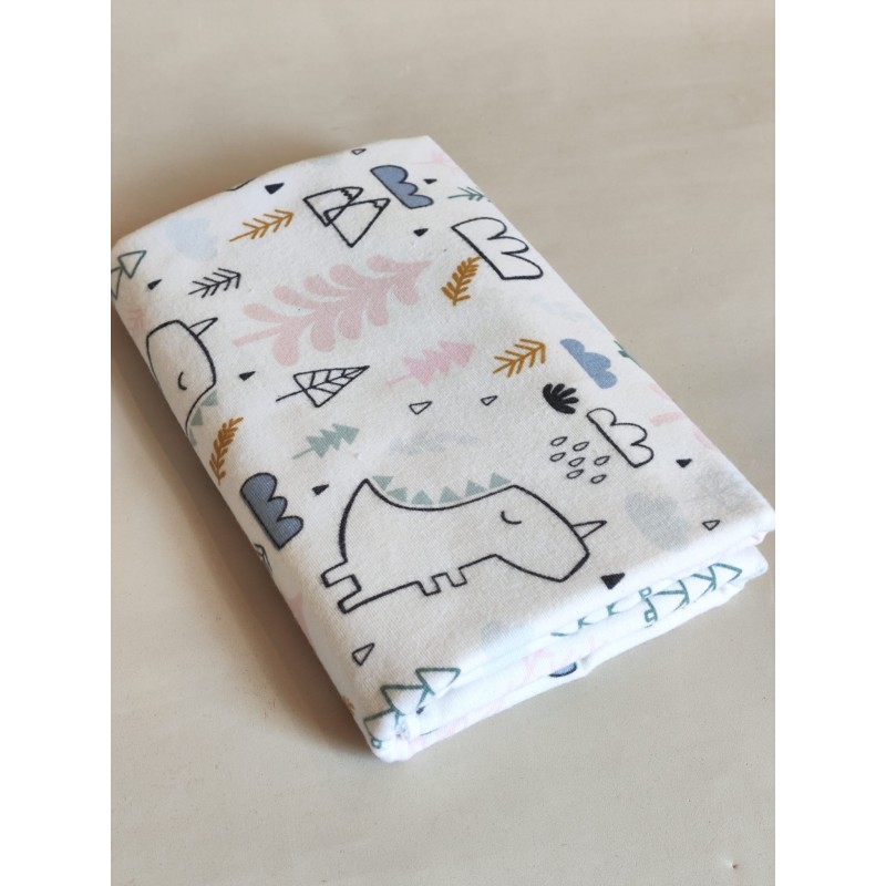 Непромокаемая многоразовая пеленка из фланели 60*90 см цвет: динозаврики