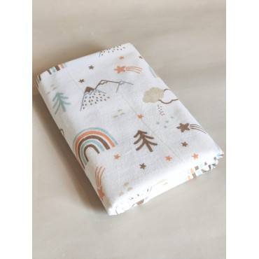 Непромокаемая многоразовая пеленка из фланели 60*90 см цвет: горы-радуга