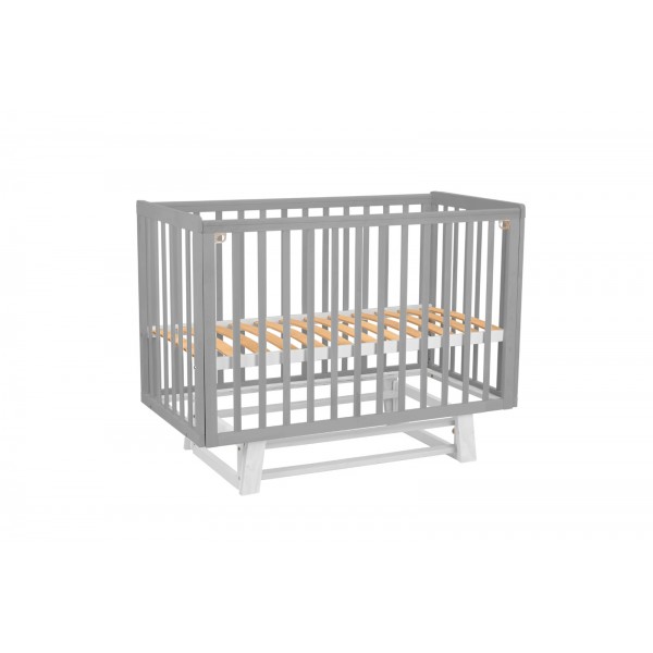 Детская деревянная кроватка Lea 2 с быстросъемной стенкой и маятником цвет: серый-белый 0003167-25 Детская деревянная кроватка Lea 2 с быстросъемной стенкой и маятником цвет: серый-белый 0003167-25