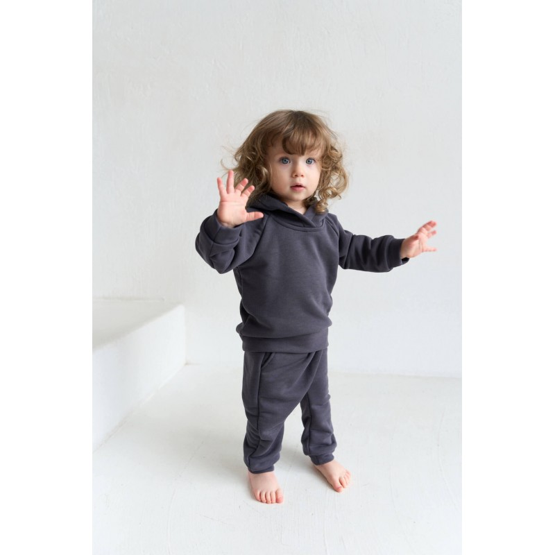 Комплект детский худи+ штаны-джоггеры 80 см цвет: графит 1552-53