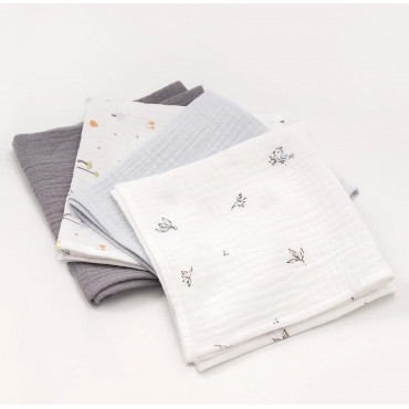 Комплект муслиновых платочков-салфеток 4 шт цвет: Голубой микс КМС.4.29-10