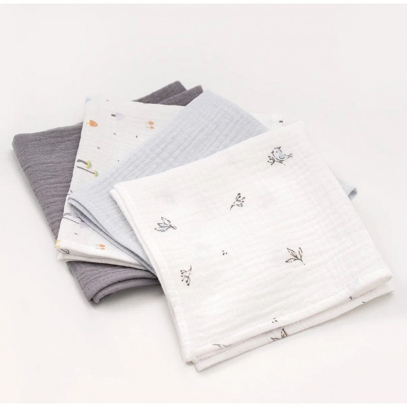 Комплект муслиновых платочков-салфеток 4 шт цвет: Голубой микс КМС.4.29-10