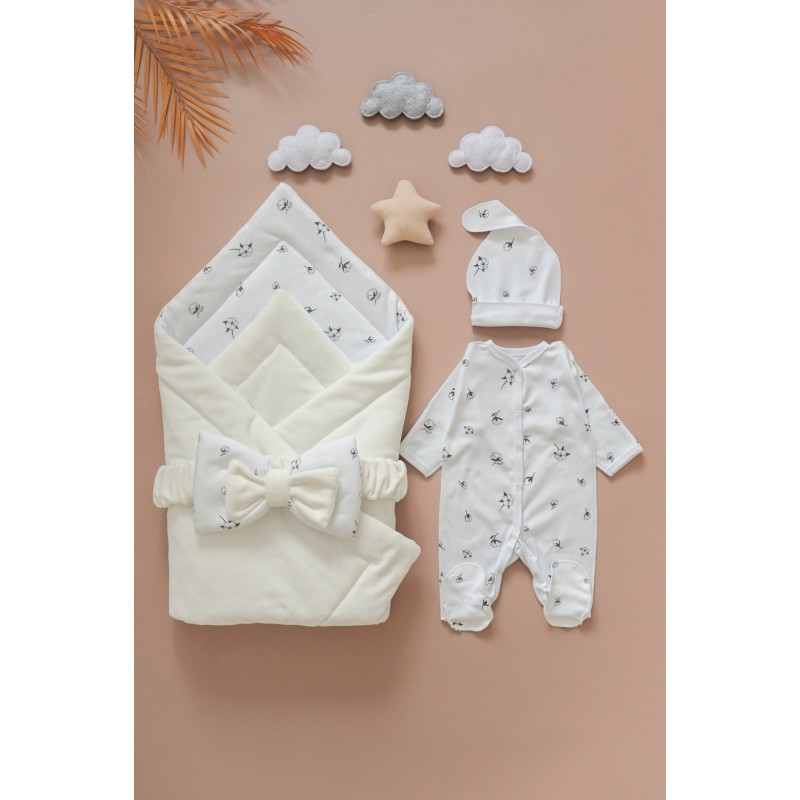 Комплект на выписку из роддома "SWEETIE" 4 предмета цвет: молочный / хлопок 0370