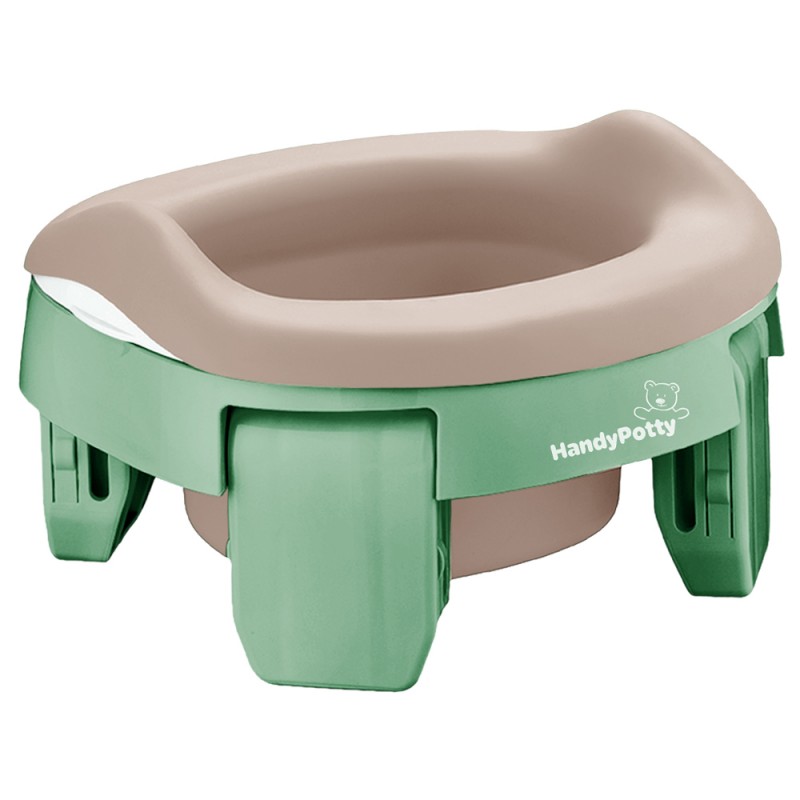 Горшок дорожный складной с многоразовой вкладкой HandyPotty 3 в 1 цвет: оливковый и вкладка бежевая