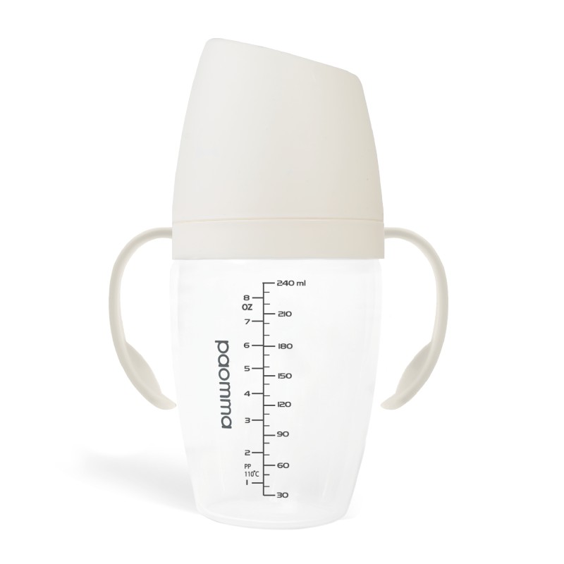 Пластиковая бутылочка с ручками Paomma 240 мл цвет: buttercream PBH212