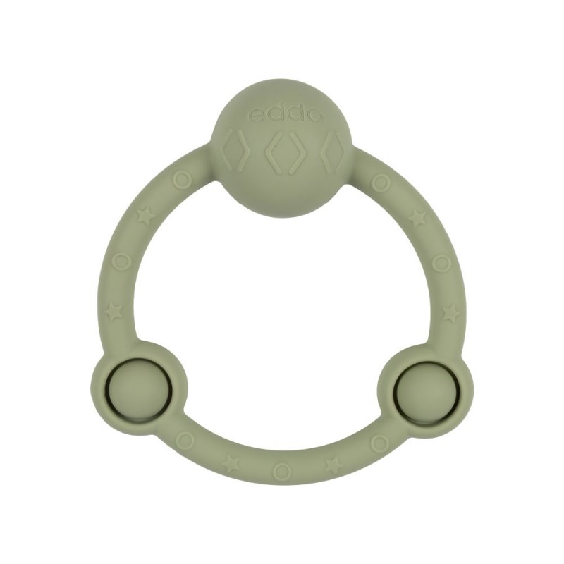 Игрушка-прорезыватель силиконовая Погремушка Кольцо Edda цвет: шалфей STR-01003