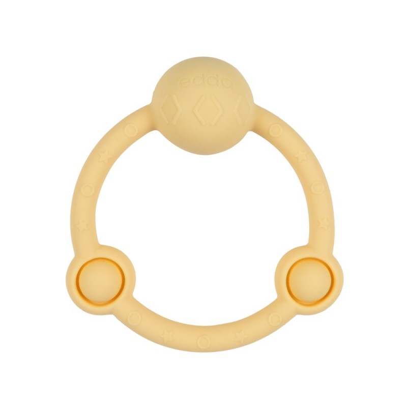 Игрушка-прорезыватель силиконовая Погремушка Кольцо Edda цвет: мимоза STR-01004