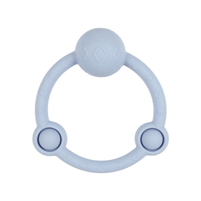 Игрушка-прорезыватель силиконовая Погремушка Кольцо Edda цвет: небо STR-01005