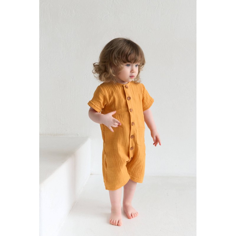 Песочник детский из муслина 68-74 см цвет: темная горчица 1301-131