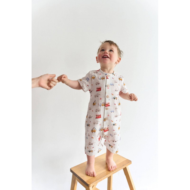 Песочник детский из муслина 80-86 см цвет: город машин 1301-217 Песочник детский из муслина 80-86 см цвет: город машин 1301-217