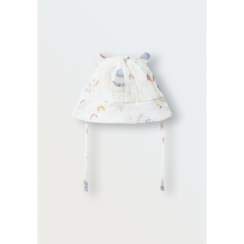 Панамка из муслина 44-48 см цвет: мишки на экрю 6075-311