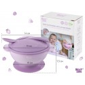 Набор для кормления: тарелка на присоске, крышка и ложка цвет: лавандовый RFD-003-V Набор для кормления: тарелка на присоске, крышка и ложка цвет: лавандовый RFD-003-V