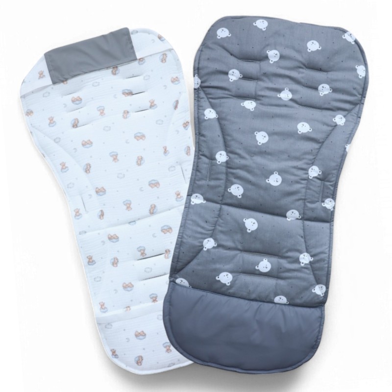 Универсальный матрасик в коляску/стульчик цвет: серый мишки BG 169-2