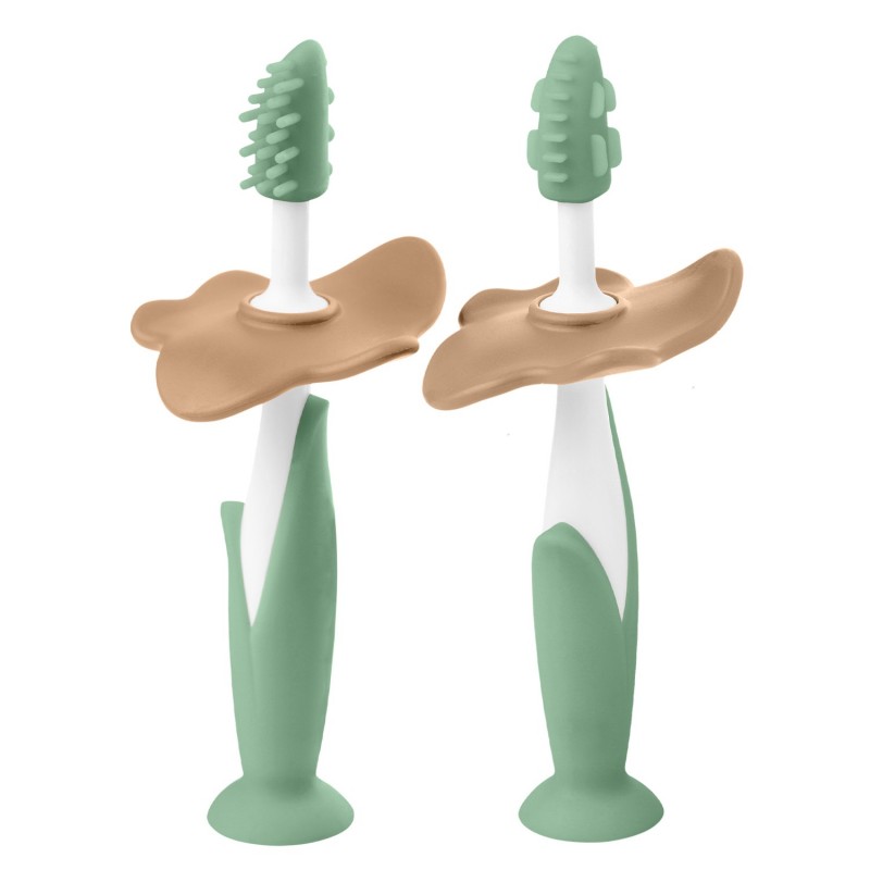 Набор: зубные щетки-массажеры для десен малышей Flower Цвет: оливковый RTB-008