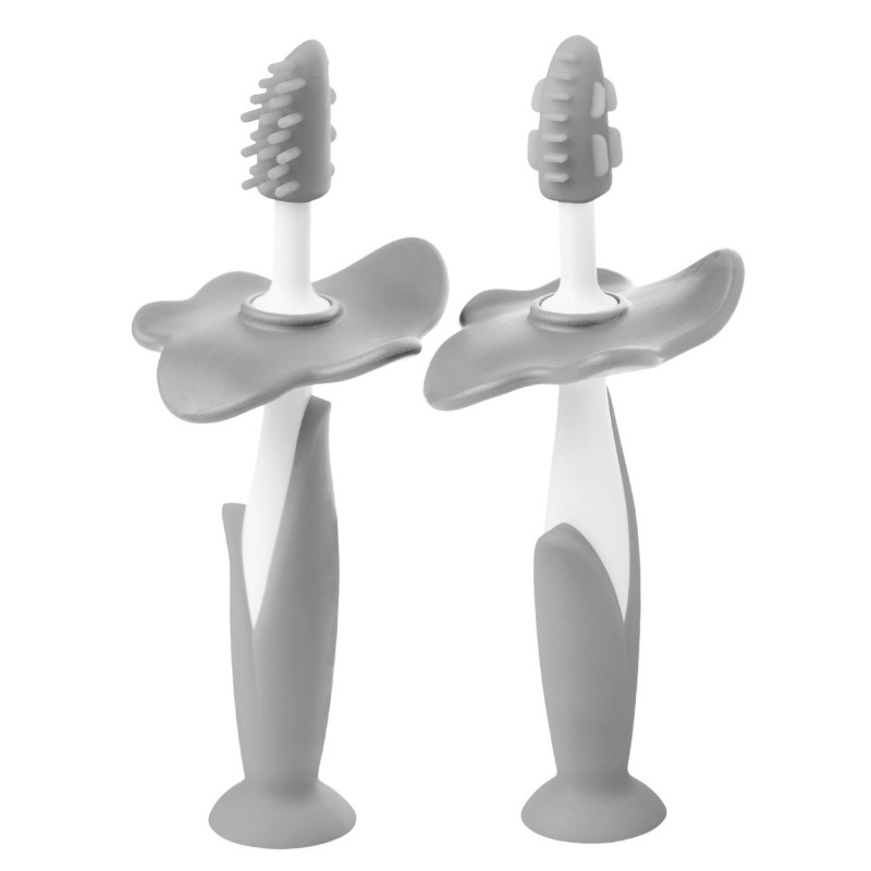 Набор: зубные щетки-массажеры для десен малышей Flower Цвет: серый RTB-007