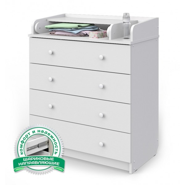 Комод пеленальный детский Атон 4 ящика Сириус-2 ЛДСП цвет: белый Комод пеленальный детский Атон 4 ящика Сириус-2 ЛДСП цвет: белый