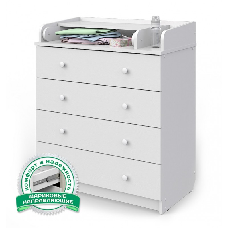 Комод пеленальный детский Атон 4 ящика Сириус-2 ЛДСП цвет: белый