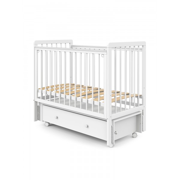 Детская деревянная кроватка с маятником и ящиком + быстросъемная стенка Sweet Baby Melissa цвет: белая Детская деревянная кроватка с маятником и ящиком + быстросъемная стенка Sweet Baby Melissa цвет: белая