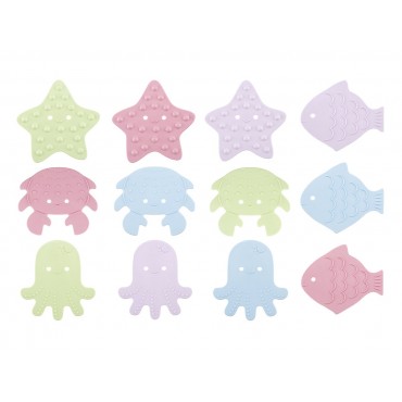 Антискользящие мини-коврики для ванны "SEA ANIMALS SOFT COLORS" 12 шт RBM-012-SA