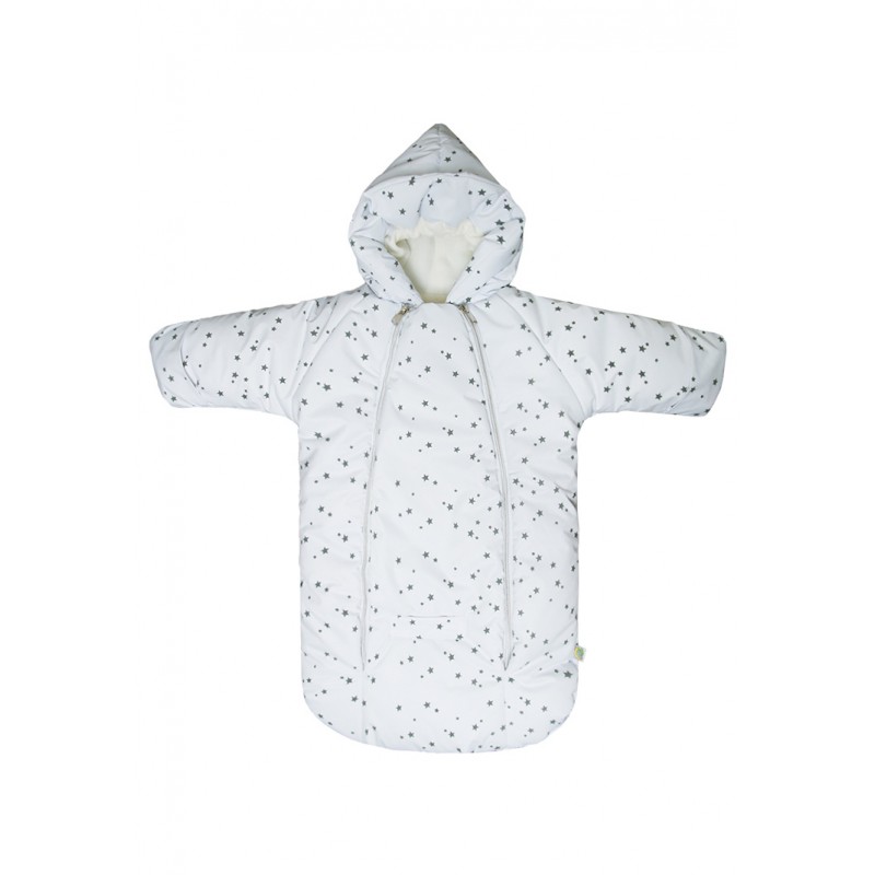 Меховой конверт-комбинезон с ручками "Айс" цвет: белые звезды 933/0