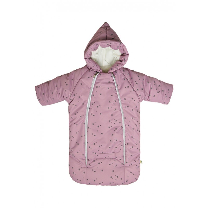 Меховой конверт-комбинезон с ручками "Айс" цвет:  розовые звездочки 933/2