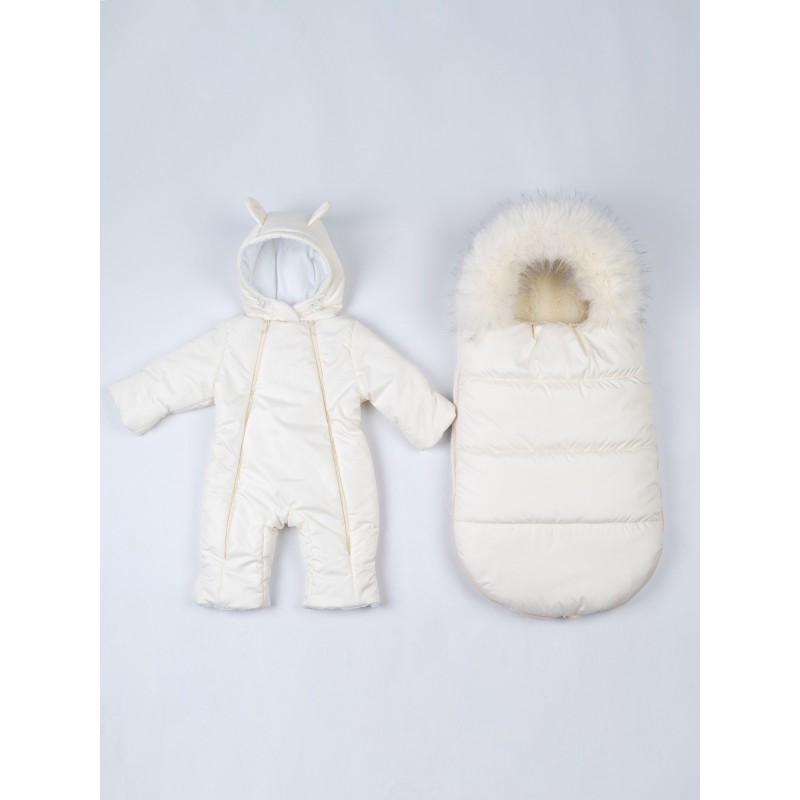 Комплект теплый на выписку и прогулки 2 в 1 " Умка. V2" цвет: молочный