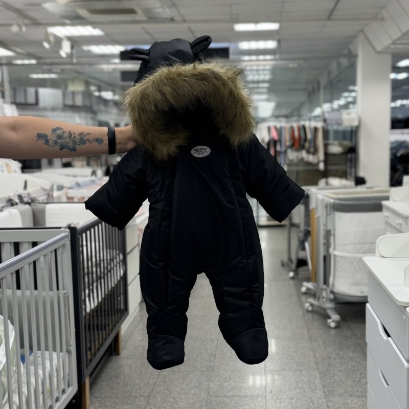 Зимний комбинезон из мембраны + овчина Банни 74 см цвет: черный