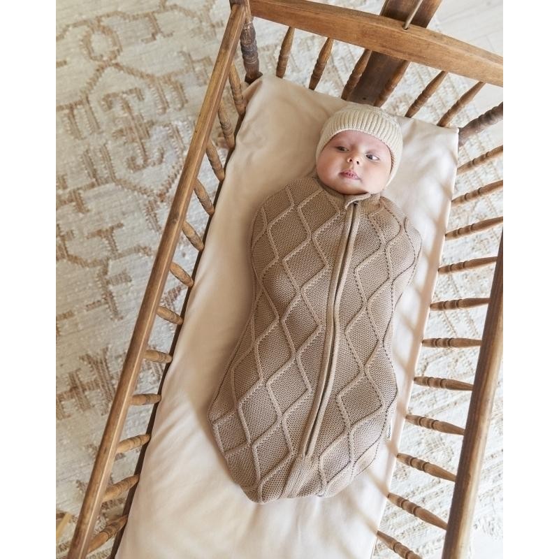 Вязаный теплый прогулочный кокон " Oliver " 62 см цвет: капучино LW0190-010-62