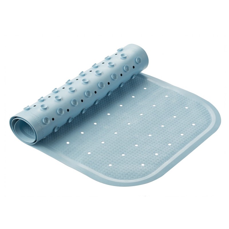 Антискользящий резиновый коврик для ванны с отверстиями 34,5х76 см цвет: голубой BM-34576-B Антискользящий резиновый коврик для ванны с отверстиями 34,5х76 см цвет: голубой BM-34576-B