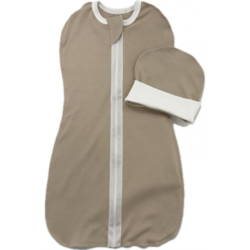 Пеленка-кокон на молнии с шапочкой 56-62 см цвет: латте Т-007/О