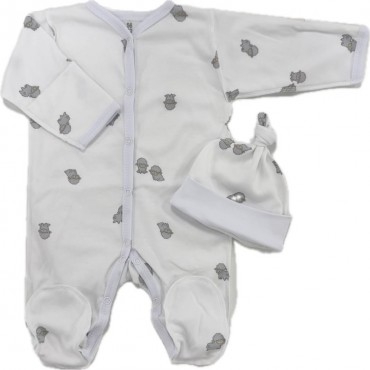 Комплект: Слип на кнопках + шапочка-узелок со швами наружу 56-62 см "Барашки " Т-097