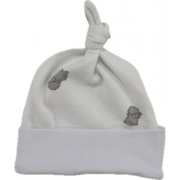 Чепчик с узелком 38-42 см принт: барашки Т-136