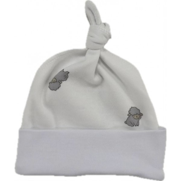 Чепчик с узелком 38-42 см принт: барашки Т-136