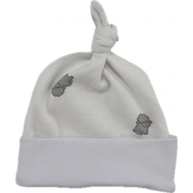Чепчик с узелком 38-42 см принт: барашки Т-136