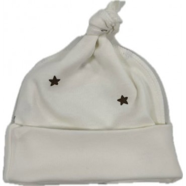 Чепчик с узелком 38-42 см принт: звездочки монохром Т-136