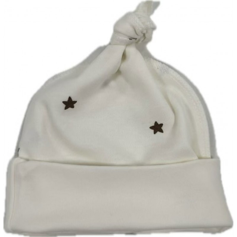 Чепчик с узелком 38-42 см принт: звездочки монохром Т-136