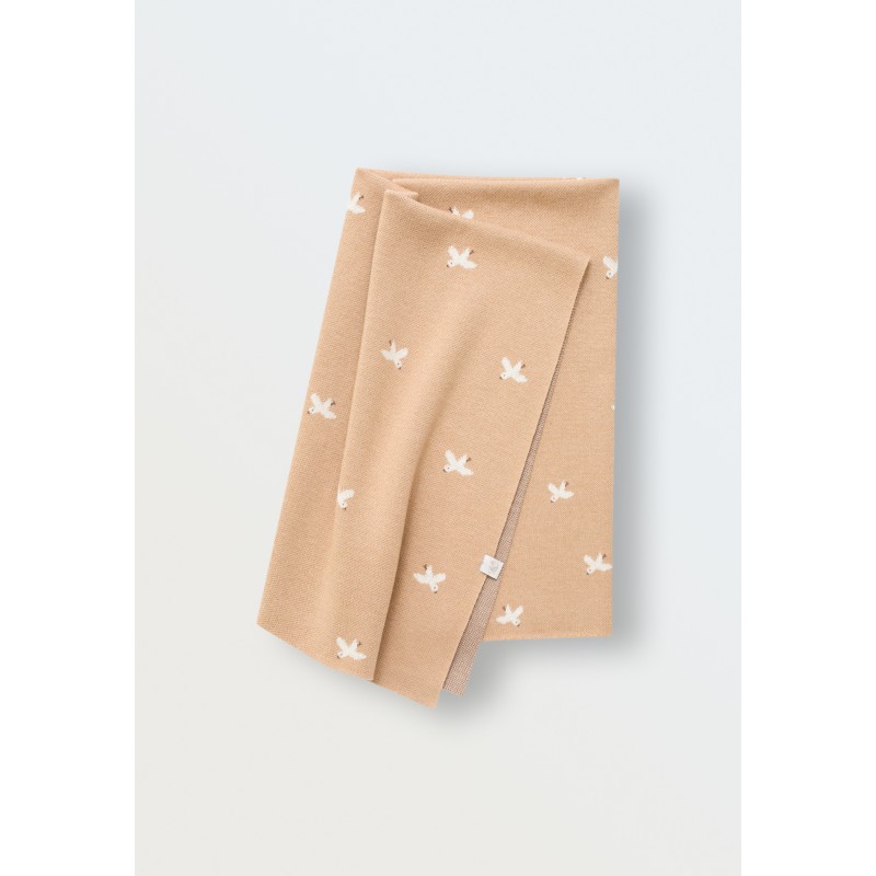 Плед вязаный Simple 90*90 см Птички цвет: экрю+ бронза 8060-319