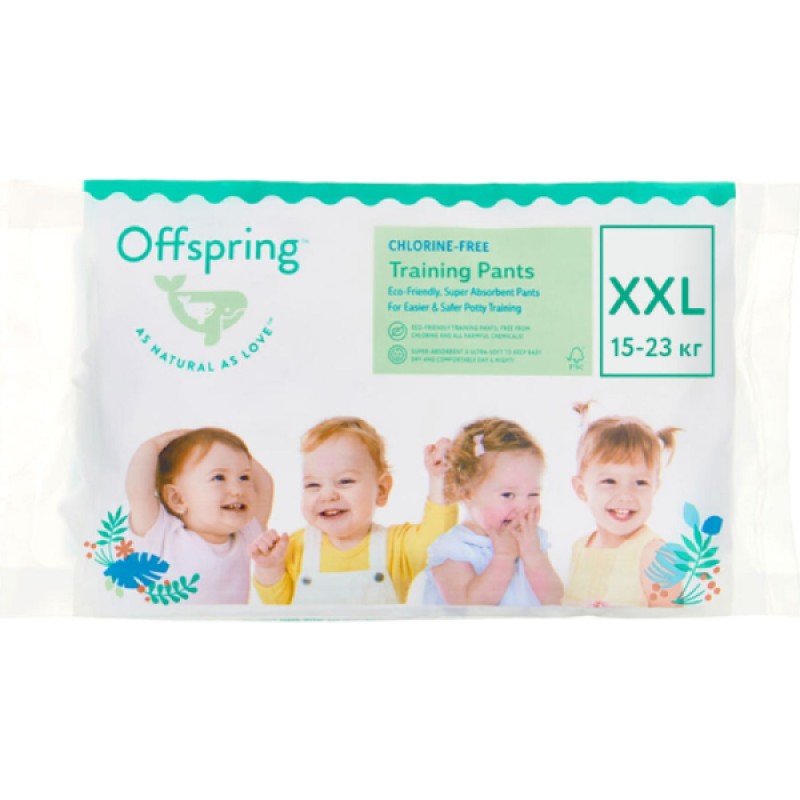 Эко-подгузники-трусики Offspring Travel pack XXL 15-23 кг 3 шт 3 расцветки Эко-подгузники-трусики Offspring Travel pack XXL 15-23 кг 3 шт 3 расцветки