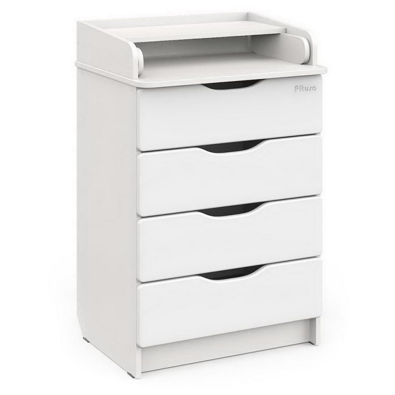 Комод пеленальный детский 4 ящика Pituso Wood ПВХ цвет: белый премиум 604