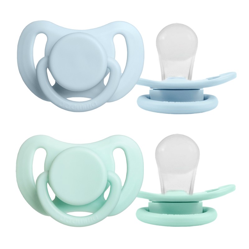 Комплект силиконовых пустышек 0-6 месяцев цвет: baby blue / milk mint